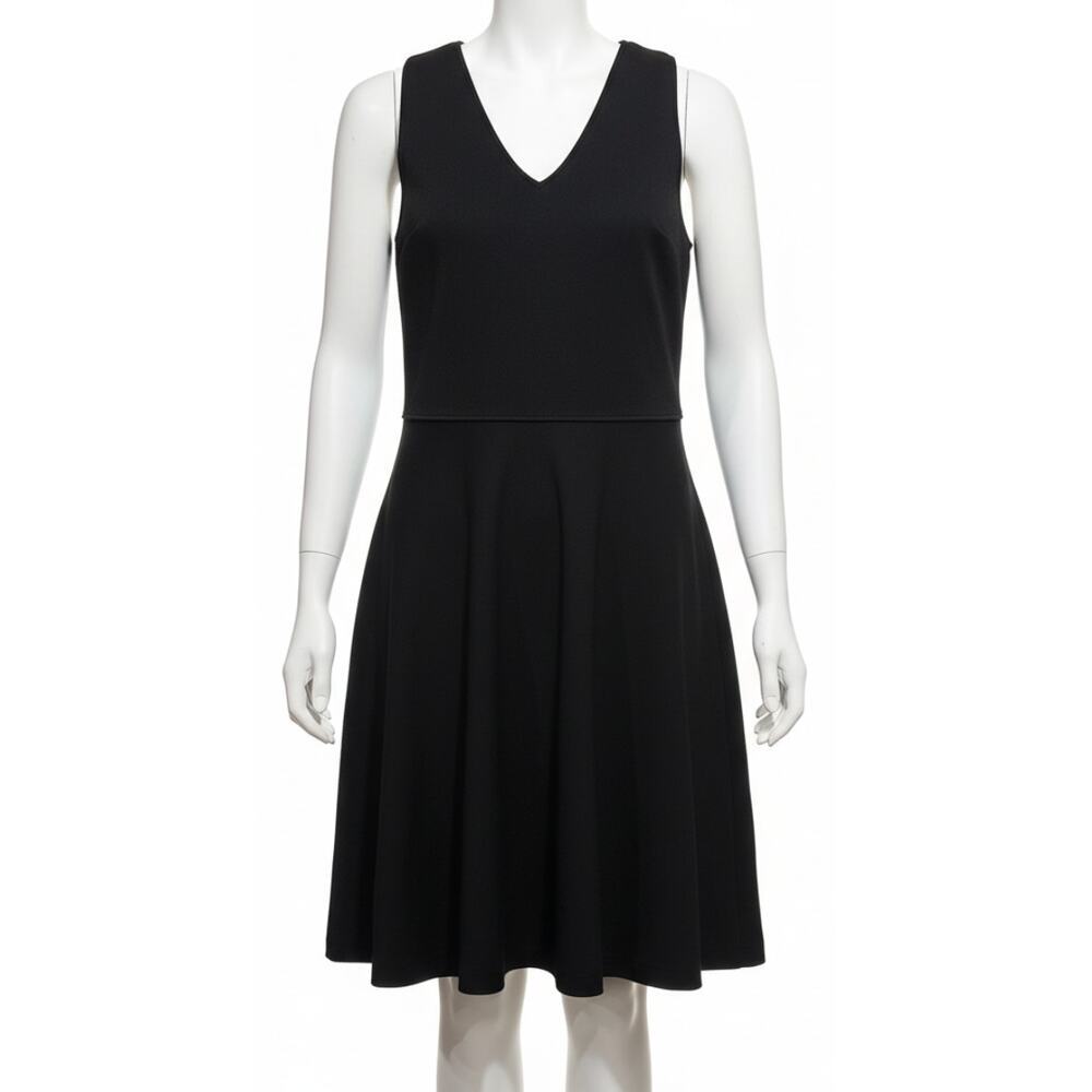 Ann Taylor Dress Size M Black Sleeveless V Neck Fit Flare Office LBD PILLING